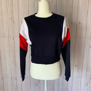 GARAGE navy blue cropped sweater, NWOT size S